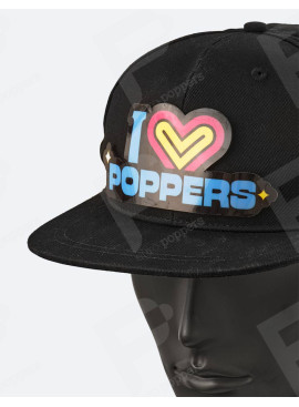 Cappellino LED I love poppers dettagli