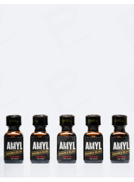 Pacco di 5 poppers Amyl Double Black 24 ml x5