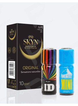 Pacco Sex Safe – 2 poppers + 10 preservativi Skyn